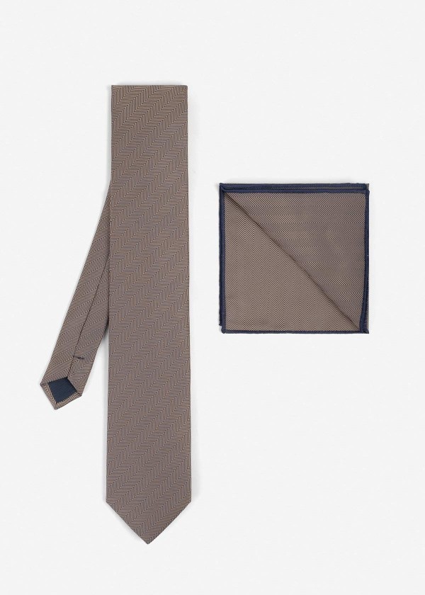 ست کراوات و پوشت 2411212-کرم
